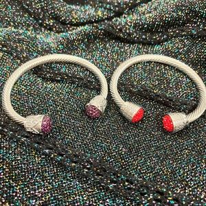 2 Piece Lot Coiled Cuff Bracelet Rhinestone